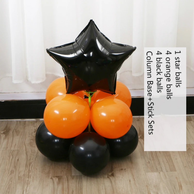 

Halloween Black Bats Pumpkin Head Aluminum Foil Balloons Helium Balloon Column Base Halloween Party Decoration Supplies