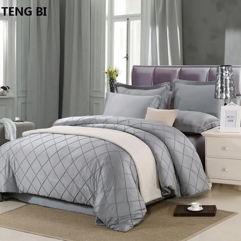 100% Silk luxuriousSolid color  bedding sets 4pcs queen king bedlinen bedclothes comfortable Duvet cover set hotel noble