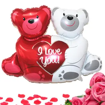 

1 Pcs 76X100cm I Love You bear balloons cartoon happy birthday decor boy and girl foil balloon Valentine's Day Wedding Party
