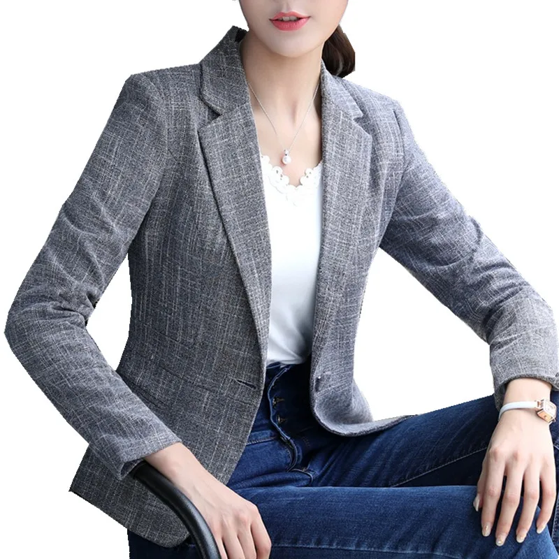 

Fmasuth Women Autumn Full Sleeve Blazer and Jacket Plus Size 4XL Single Button Ladies Slim Blazer Femme Inverno Jackets ow0385