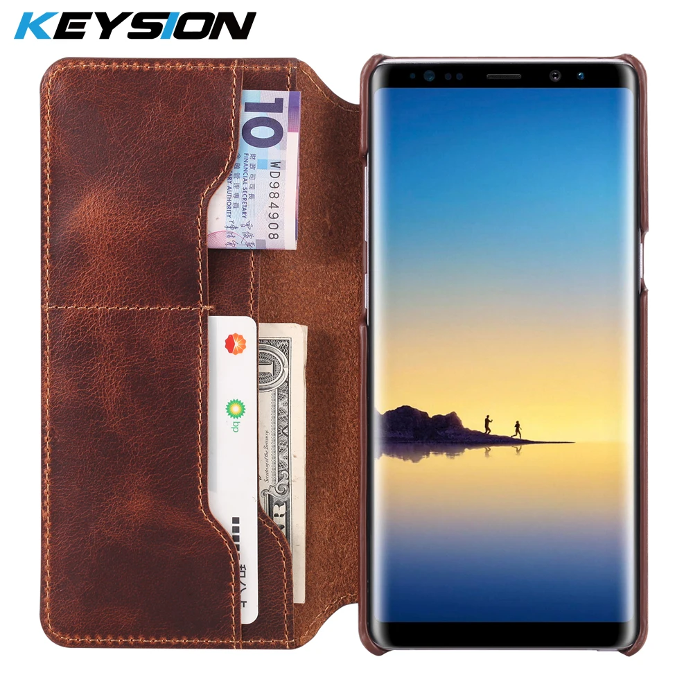 Чехол KEYSION для Samsung Galaxy S9 + Plus кошелек из натуральной кожи защитный чехол всего