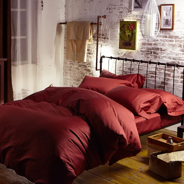Luxury 10% Egyptian cotton bedding sets bed sheets Brown Red ...