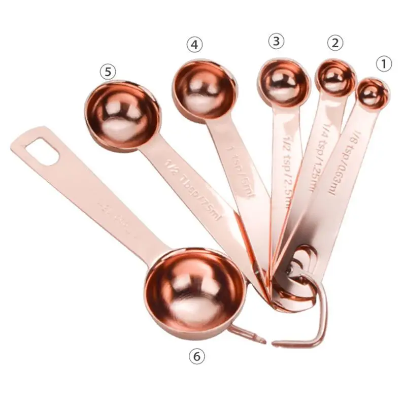 

6pcs/set Stainless Steel Measuring Spoons Tea Coffee Measure Kitchen Cooking Scoops Tools Baking Metering Spoon Tools