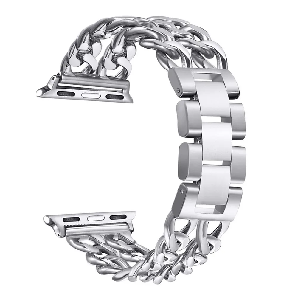 Ремешок с пряжкой для Apple Watch Band Series 6/5/4/3/2/SE стальной ковбойский звеньевой браслет