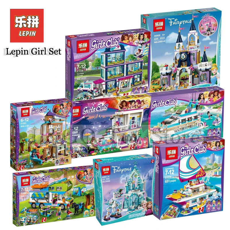 

316Pcs/Lot Girl Figures Princess Elsa's Sparkling Ice Castle Model Building Kits Blocks Bricks Toy For Children Compatible 41062
