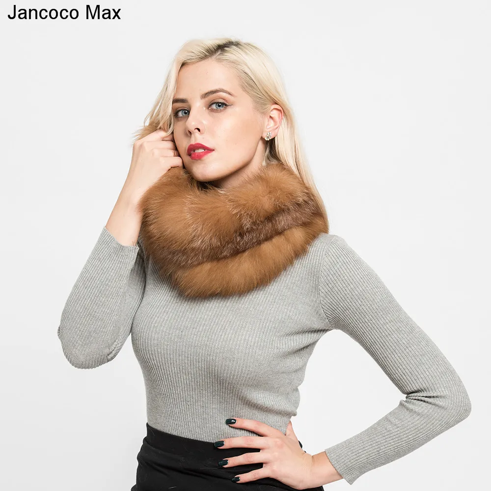 Jancoco Max, новинка, настоящий Лисий мех, шарфы, зимние, толстые, теплые, высокое качество, шаль, натуральный мех, глушитель, S7120