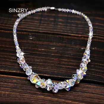 

SINZRY jewelry imported crystal brilliant chokers necklaces luxury 925 sterling silver handmade glass crysal bridal jewelry