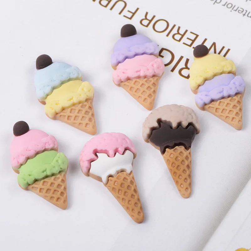 

FOURETAW 1 P Cute Simulation Ice Cream Model Mini Statue Figurine Crafts Ornament Miniatures Phone Pendant Necklace Earring DIY