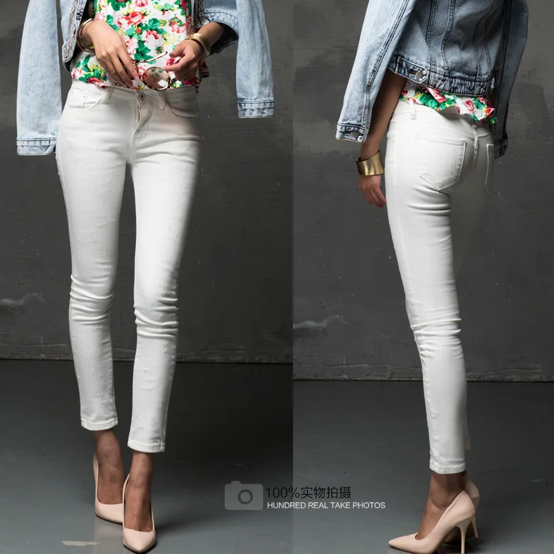 Rayado blanco Jeans para mujer de los pantalones de algodón para mujer  Skinny Jeans mujer pantalones lápiz blanco|pants|pants skulltrouser suits  for mother of the bride - AliExpress