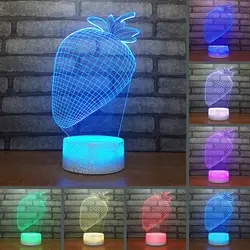 Творческий Домашний Декор 7 цветов Изменение Luminaria подарки клубника моделирование 3D светодио дный LED Настольная лампа сенсорная кнопка