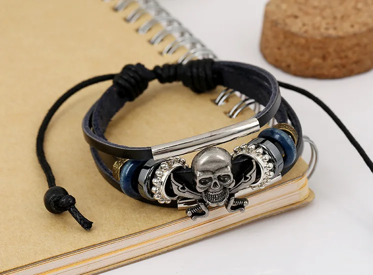 Мужской многослойный браслет ручной работы из коровьей кожи|fashion men bracelet|men braceletmen