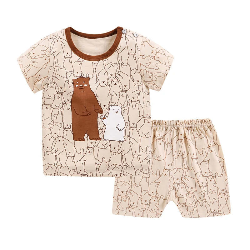 

New Style Cotton Cartoon Casual Infant Boys Children Clothing Sets Summer Baby Girls Clothes Outfits Cute Bears T-Shirt+Shorts