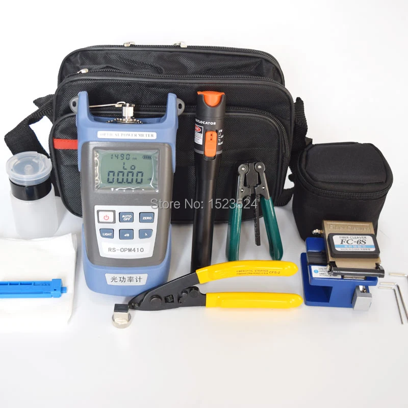 

12pcs/set FTTH Fiber Optic Tool Kit with Fiber Cleaver -70~+10dBm Optical Power Meter Visual Fault Lcator 10mw
