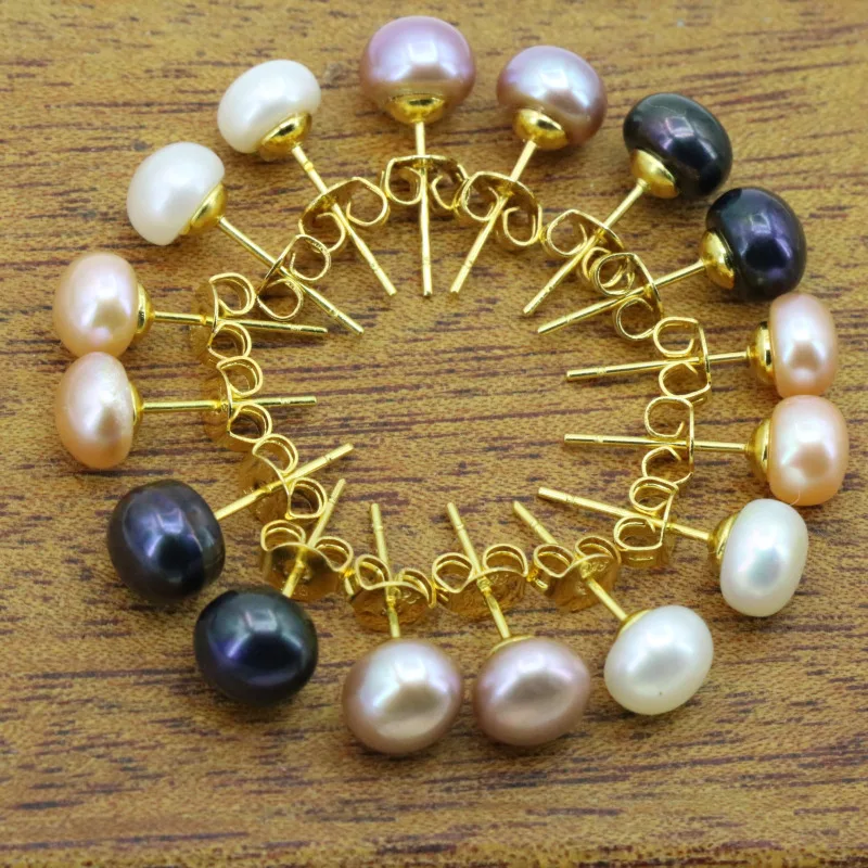 7-8mm sladkovodní perlové náušnice (8 set 4 barvy) kutilství vhodné ženy módní šperky výroba design velkoobchod a maloobchod