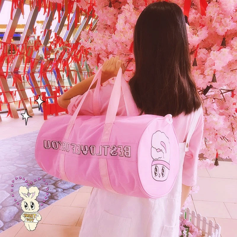 Милая розовая дорожная сумка для багажа для женщин, девочек-подростков, Холщовая Сумка через плечо, сумка-Органайзер