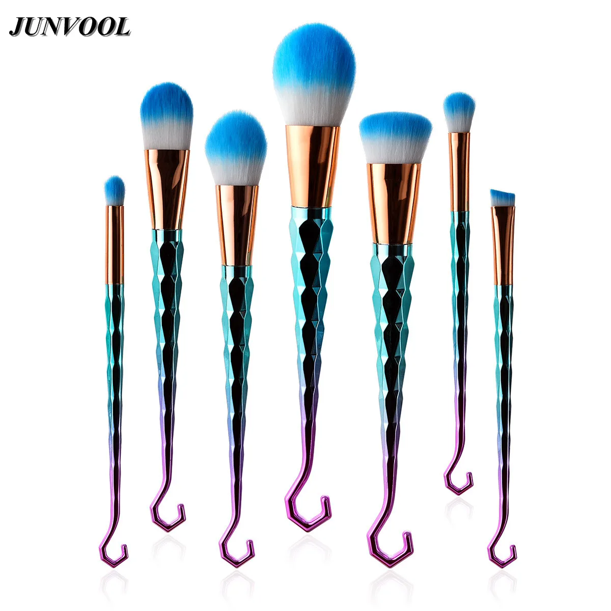 7pcs Blue Cosmetic Makeup Brushes Set Foundation Face Concealer Brush