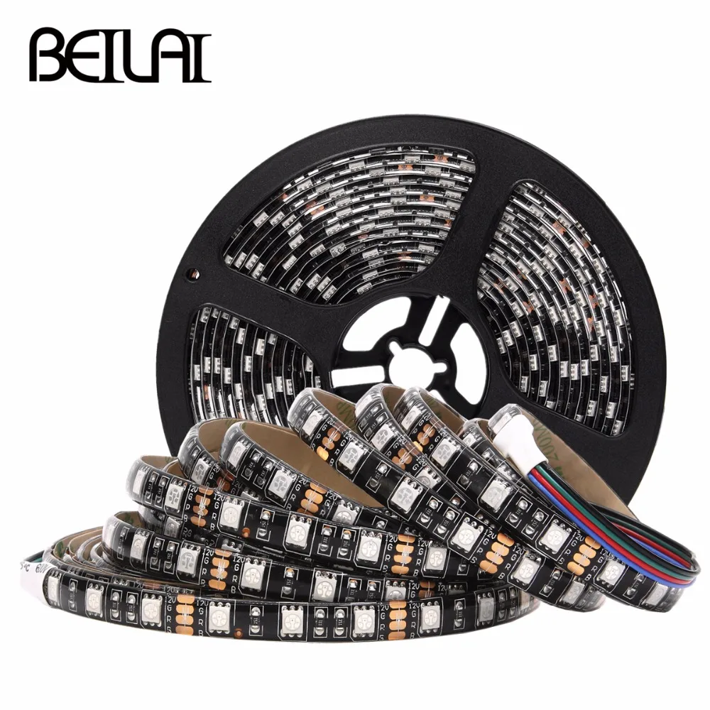 Светодиодная лента BEILAI SMD 5050 RGB водонепроницаемая 12 в пост. Тока 60 светодиодов/м 5 м