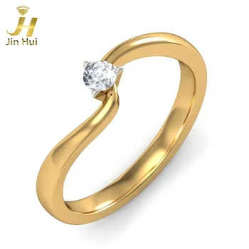 

Jinhui Women The Phiran Ring Solid 18K Yellow 750 Gold 0.11CT Natural Diamond Jewelry Free Engraving