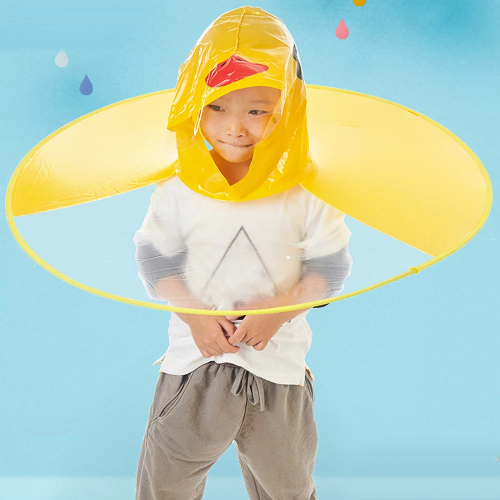 Новая мода милый утенок НЛО плащ полихлорвиниловый зонтик шляпа дети студенческий дождевик для взрослого