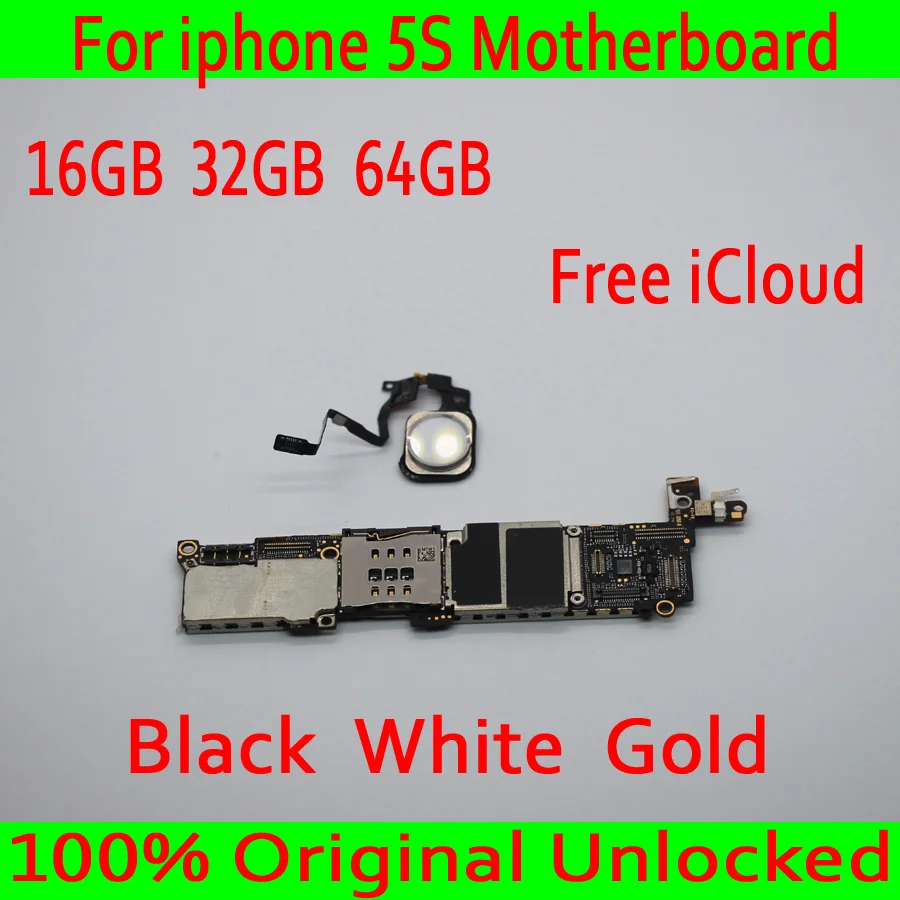 

Black White Gold for iphone 5S Motherboard with Touch ID,Original unlocked for iphone 5S Mainboard with IOS System
