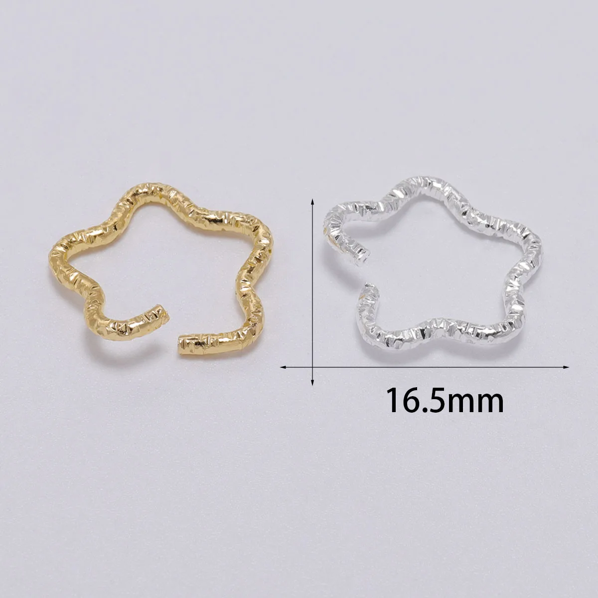 50pcs/lot 16.5mm New Style Silver Gold star Jump Rings Twisted Split Rings Spacer Connectors For Jewelry Making Making Supplies