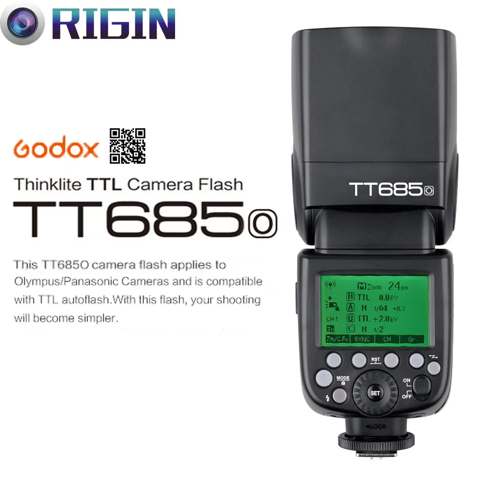 

In the Stock Godox TTL II Autoflash TT685O Camera Flash 2.4G wireless HSS 1/8000s GN60 For Olympus/Panasonic