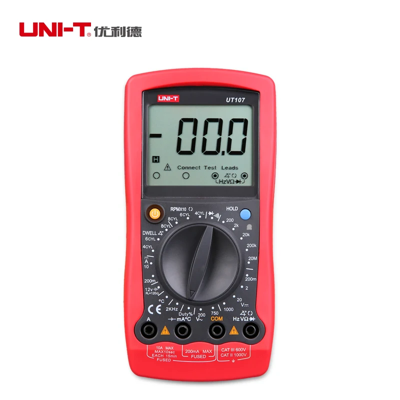 

UNI-T UT107 LCD Automotive Handheld Multimeter AC/DC voltmeter Tester Meters with DWELL,RPM,Battery Check