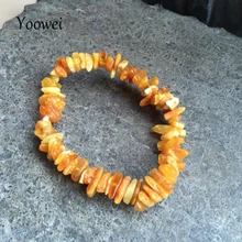 Yowei Натуральный Янтарный браслет для женщин, Прибалтики, неправильные медовые бусины, янтарные ювелирные изделия, эластичные растягивающиеся браслеты для взрослых, уникальные подарки