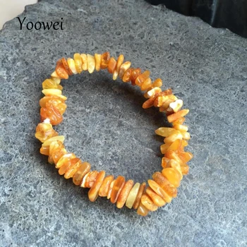 

Yoowei Natural Amber Bracelet for Women Baltic Irregular Honey Beads Amber Jewelry Elastic Adult Stretch Bracelets Unique Gifts