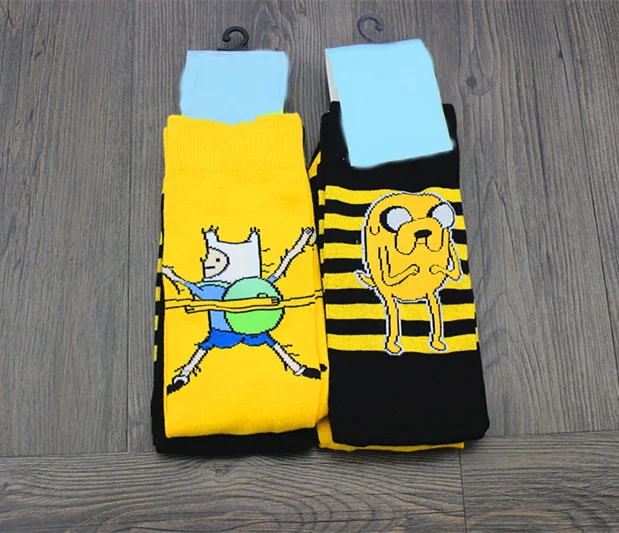 Cute anime cartoon adventure socks yellow street role playing cotton comics female men socks party novelty interesting spring