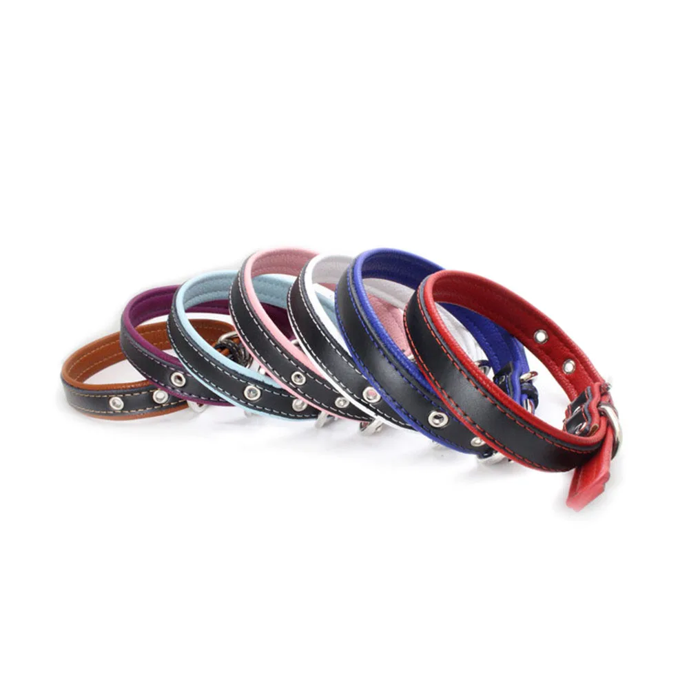 Genuine Leather Dogs Collars Simple Bicolor Adjustable Belt Collar for Pets Products Small Medium Large Dog Accessory coleira | Дом и сад