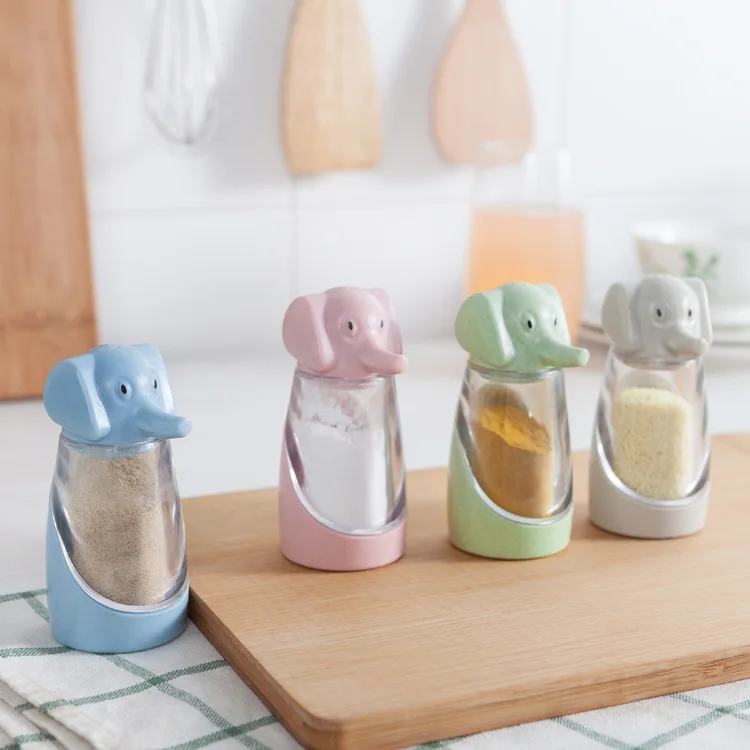 

Wheat Straw Elephant Spice Jar Creative Kitchen Barbecue Pepper Salt Storage Bottles Seasoning Box Herb Kitchen Spice Tools