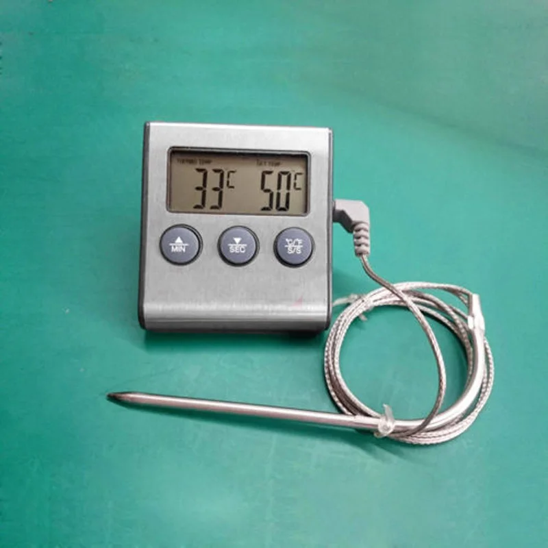 Digital Food Thermometer Probe Oven Timer Temperature Sensor Cooking