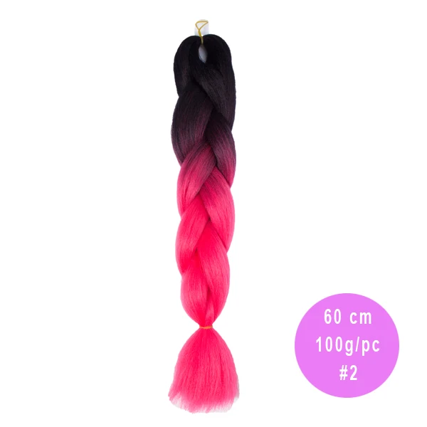 AliRobam Ombre Jumbo Braids Hairstyles Hair For Russian Women Big Box Braids Colors Synthetic Braiding Hair 24'' 100g - Цвет: Естественный цвет