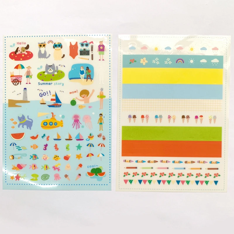6 Sheets /Pack Cartoon Forest Life Christmas Adhensive Stickers Notebook Album DIY Decoration Stickers Stick Label