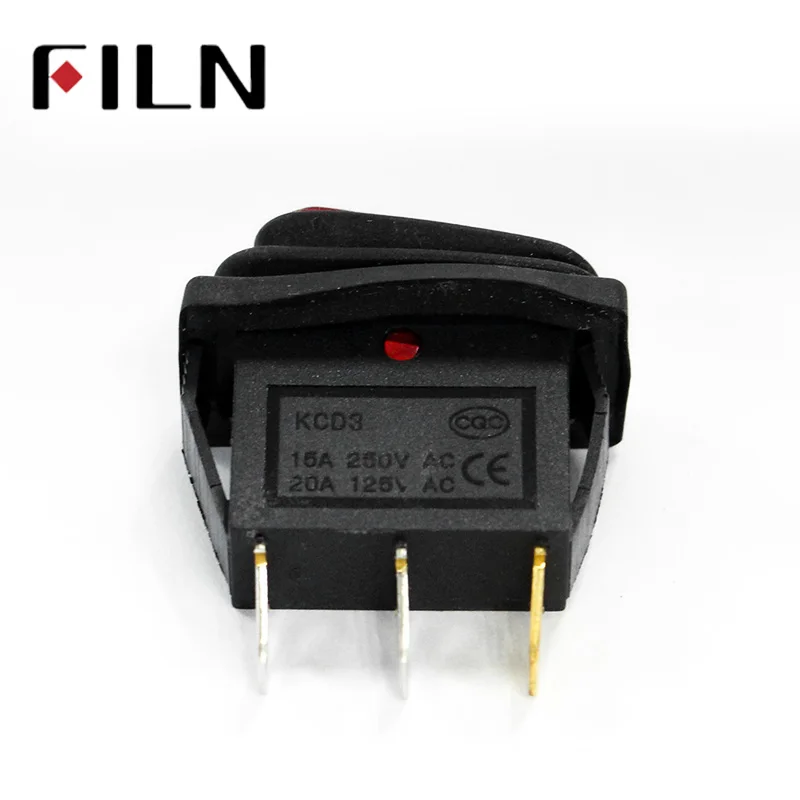 FILN New On Off Rectangle Long Rocker Switch with Waterproof IP67 Cover Car Dash SPST KCD3 3PIN (5)