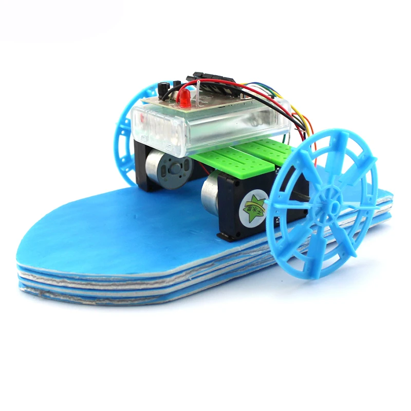 DIY Educational Ship Toys 2.4G Remote Control RC Boat Electric Power Driven 15*20cm Children ...