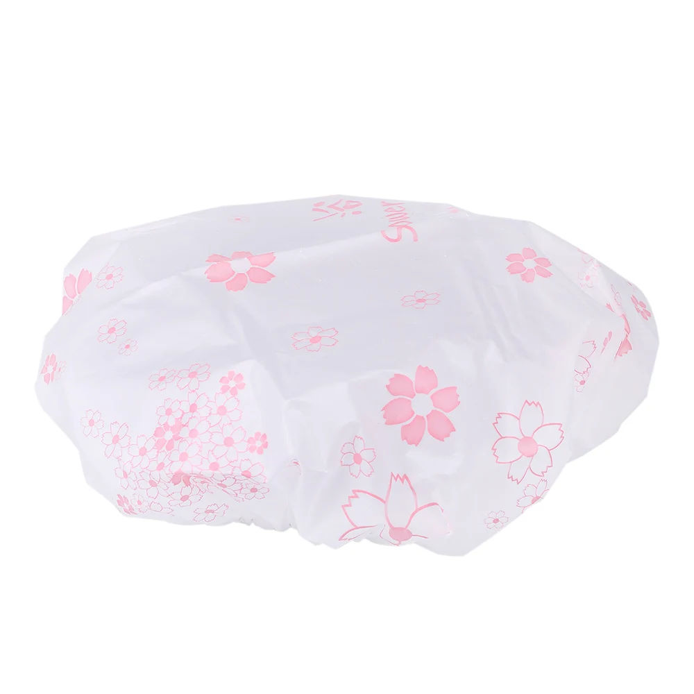 1Pc Shower Cap Hair Hat Net Plastic Shower Cap Waterproof Head Cover
