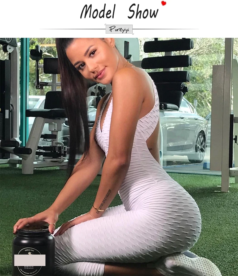 2018 Sportswear Workout clothes for women blue Fitness Yoga Set Sexy leggings Yoga Sport Suit Bandage Gym Bodysuit (3)