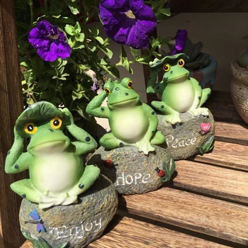 

Cute Frog Decorative Stone Garden Statues and Ornaments Outdoor Lawn Yard Cartoon Animal Gnome Art Accessories and Decor Accents