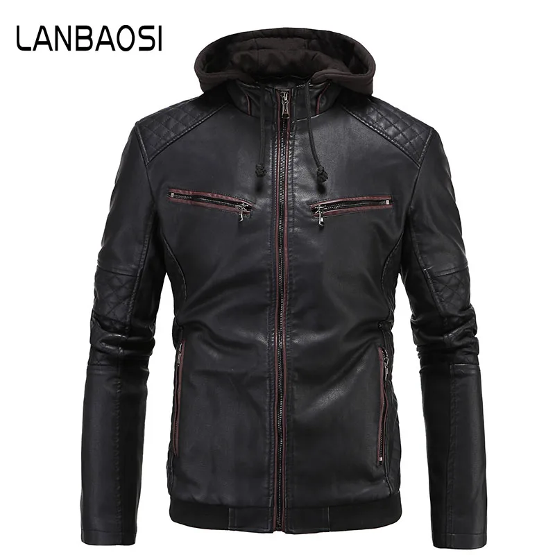 LANBAOSI 2018 New Fashion Autumn Winter Men Leather Jacket Brand Clothing Motorcycle Top Quality Warm Male PU Coat | Мужская одежда