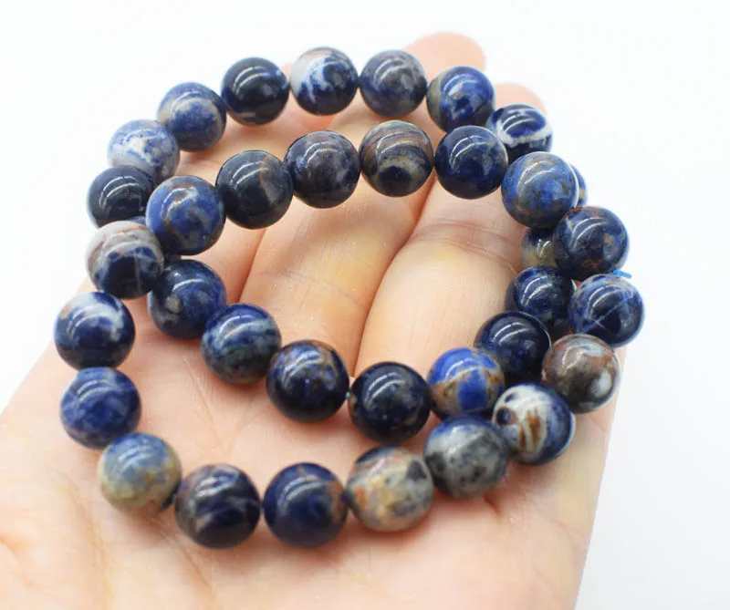 

wow!blue sodalite agate round 10mm bracelet 7.5inch wholesale beads FPPJ nature