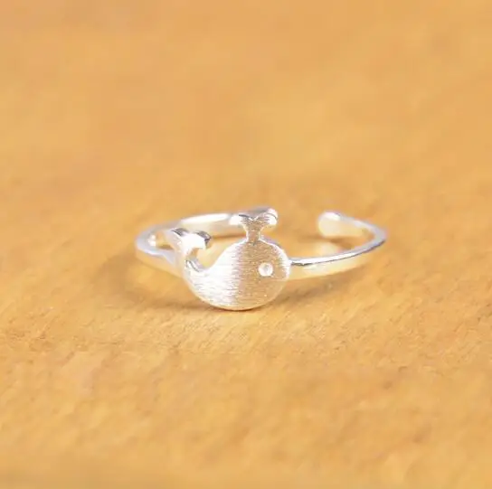 

Lovely Dolphin Whale Opening Rings Copper Silver Lovely Animal Jewelry Nice Christmas Gift Fashion Dolphin Rings Adjustable