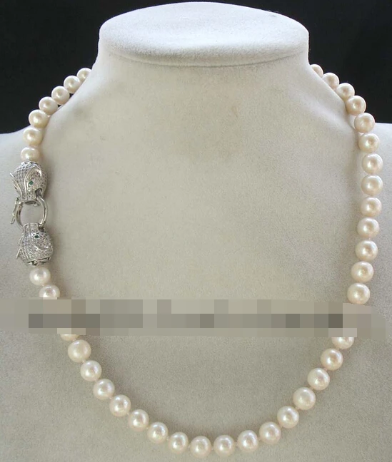 

08149 freshwater pearl white 7-8mm &leopard necklace 17" (A0325)
