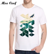 Cool Tops Vintage Pines águilas montaña en forma geométrica camiseta 2019 nuevo diseño geométrico de la playa del atardecer de los hombres camisa L11-122