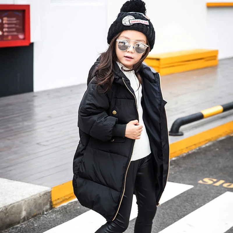 

girls Russian winter Coat 3-9 years old kids hood jacket children's parkas thickening fashion Zipper windproof and waterproof
