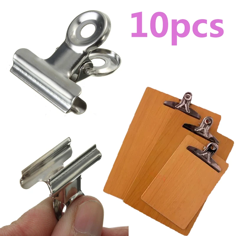 

10PCS/Lot Mini Bulldog Meno Clip Stainless Steel Paper Letter Clips Binder Grip Clips Receipt Folder Paper Document Binder Clips