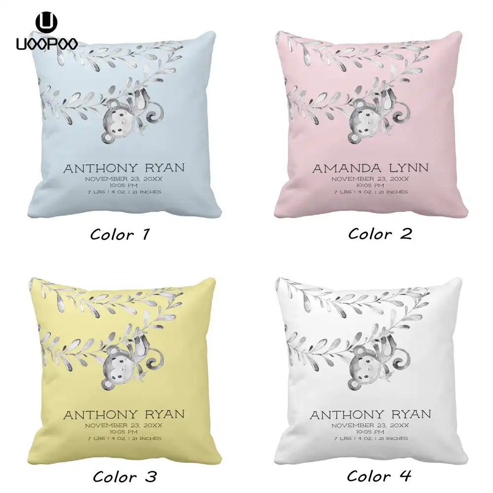 Stats De Naissance Pour Bebes Personnalisees Housse D Oreiller En Polyester Singe Mignon Taie D Oreiller Taie D Oreiller Imprimee Coton Decoratif Pour Enfants Taie D Oreiller Aliexpress