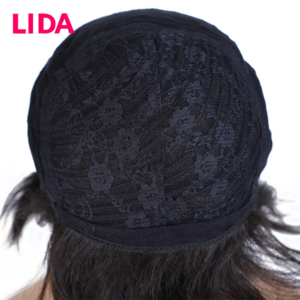  LIDA Non-Remy Indian Straight Short Human Hair Wigs For Women 150% Density Full Machine Made 6 Inch
