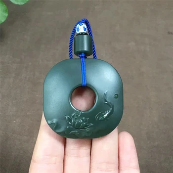 

Hetian jade jade lotus and fish pendants have Yu Yu pendant hp06#
